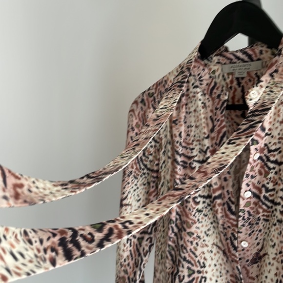 [All Saints] Animal print button down blouse - Picture 3 of 7